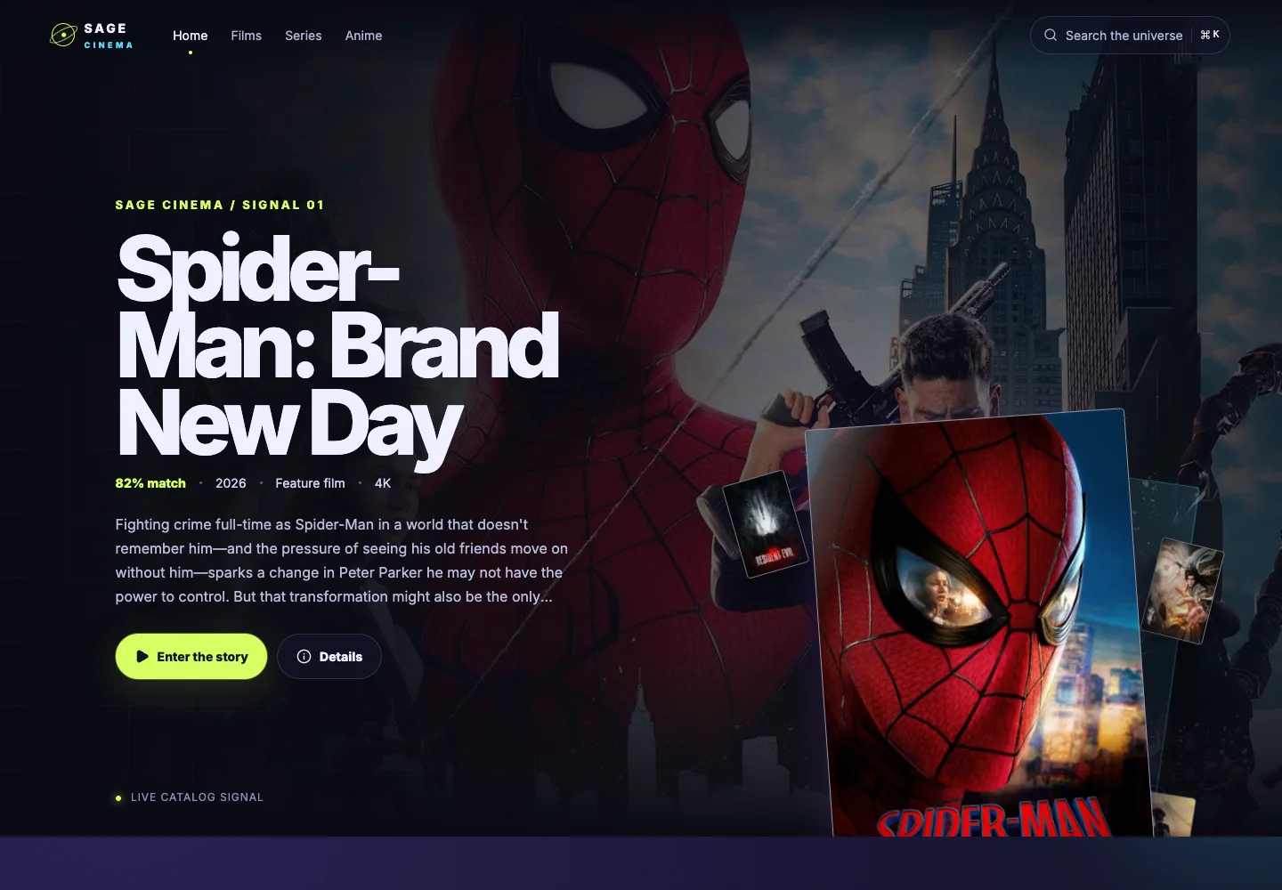 Sage Cinema movie discovery interface